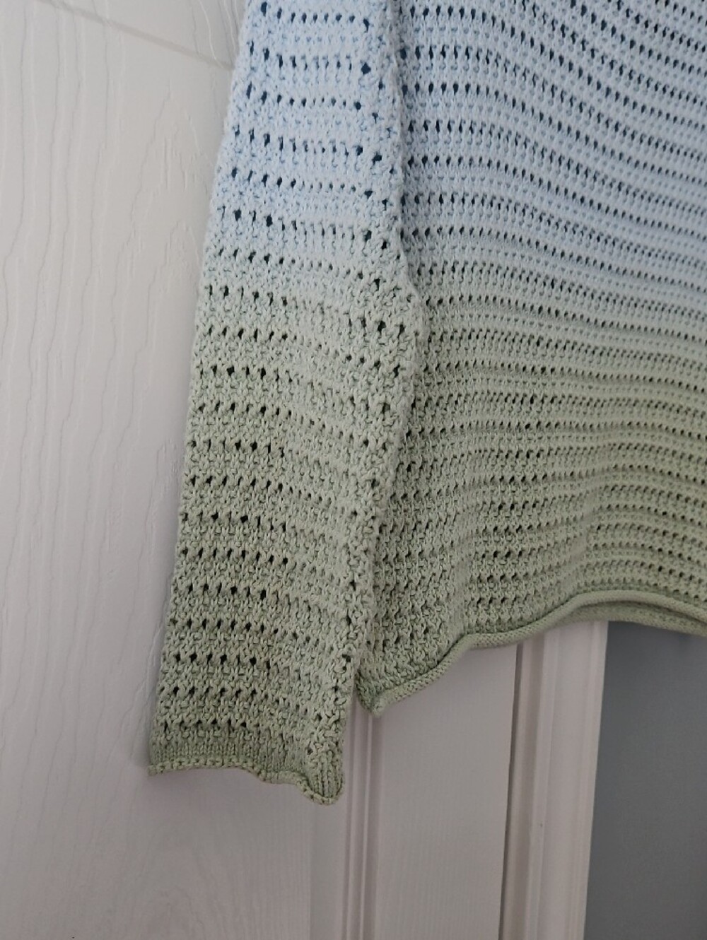 Zara Light Blue and Sage Green Crochet Crew Neck Sweater/shorts - Picture 4 of 6